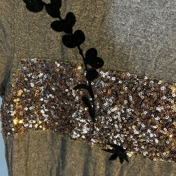Apt. 9 Brown Sequin Embellished Short Sleeve Tee - Picture 4 of 5
